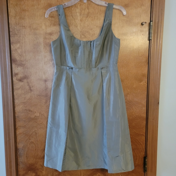 J. Crew Clementine Sleeveless Dress 8P Tan Caspian Silk Taffeta Shift #17666 - Picture 3 of 7